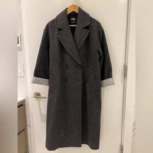 Zara Charcoal Double-Breasted Coat